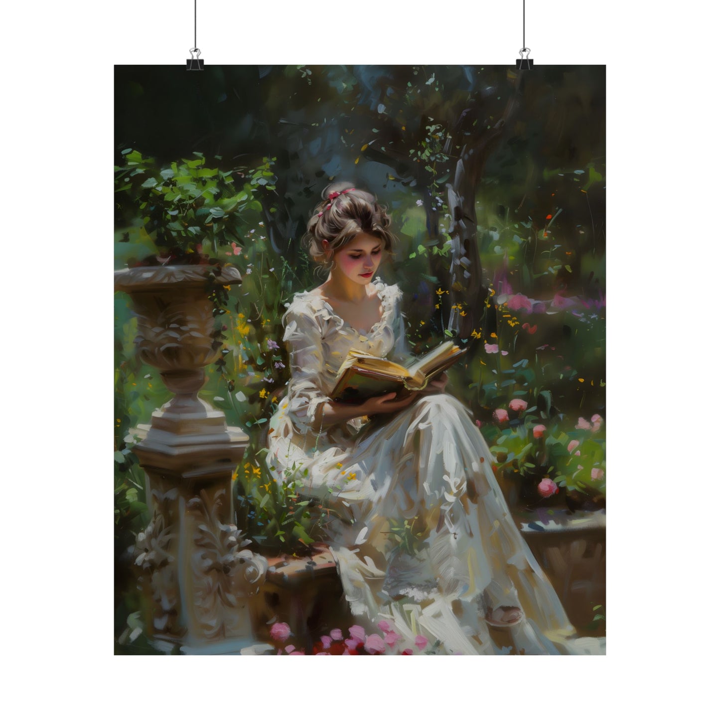 Reading in Garden Art Print