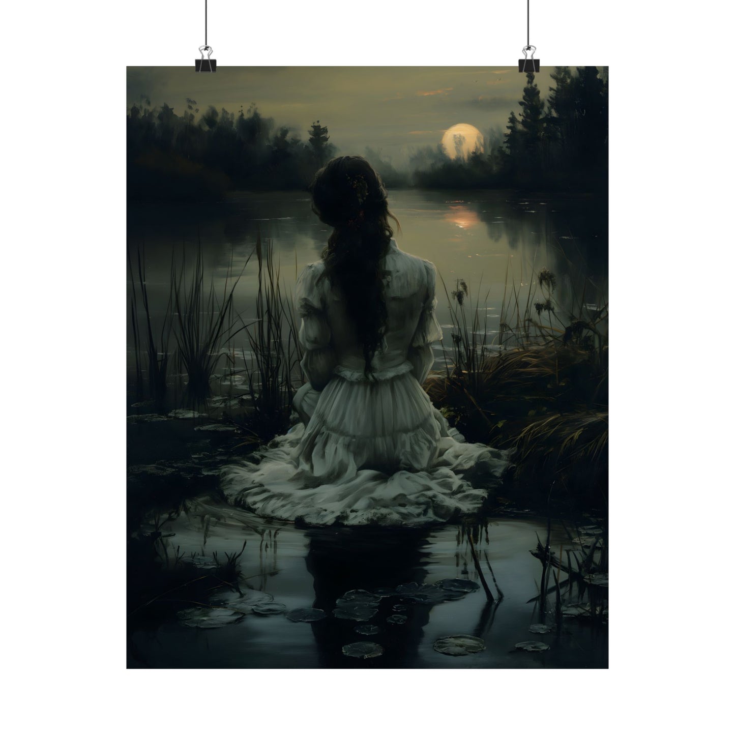 Midnight at Lake Art Print