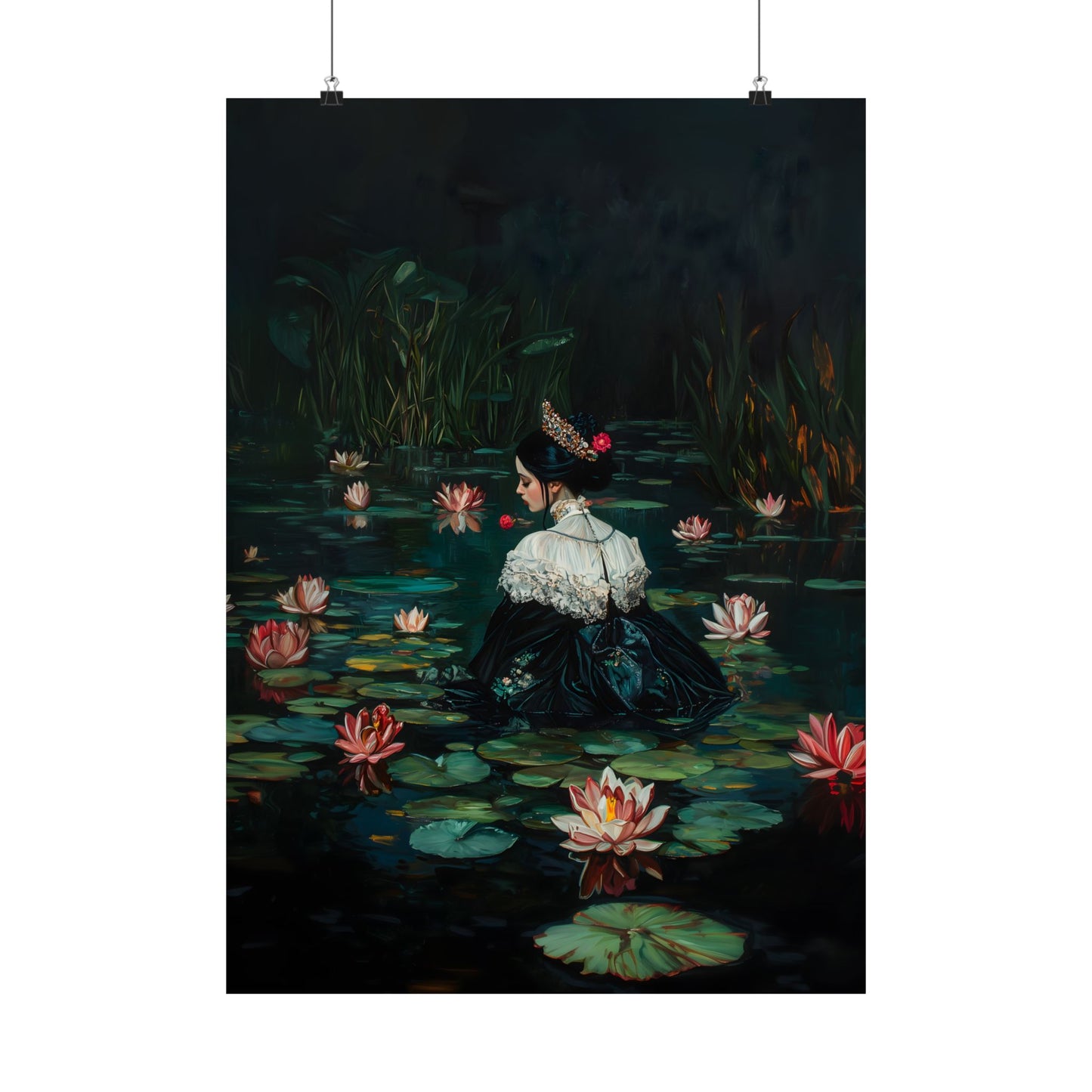 Dark Lotus Lake Art Print