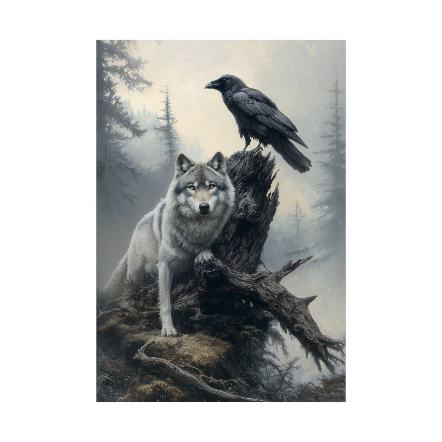 Raven and Wolf Art Print