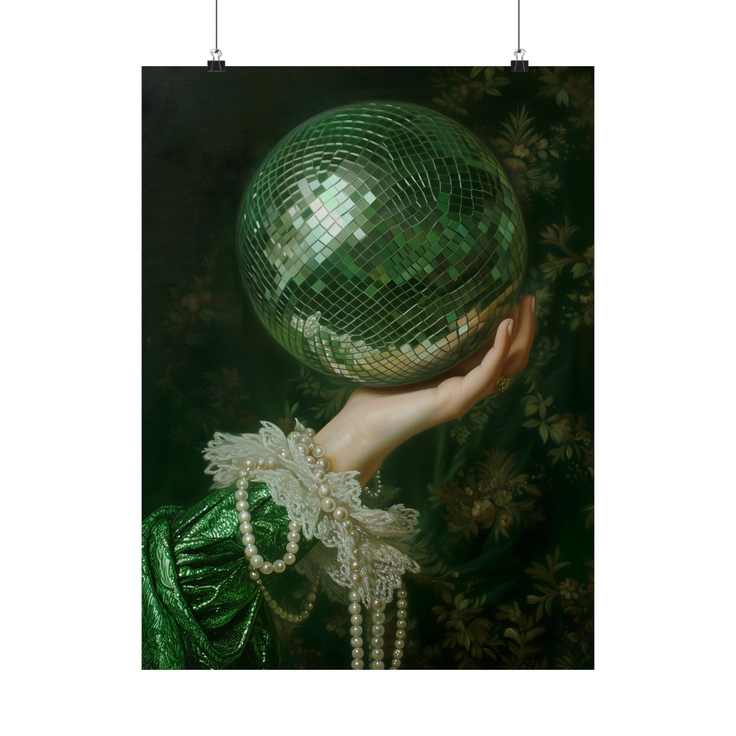 Green Disco Ball Art Print