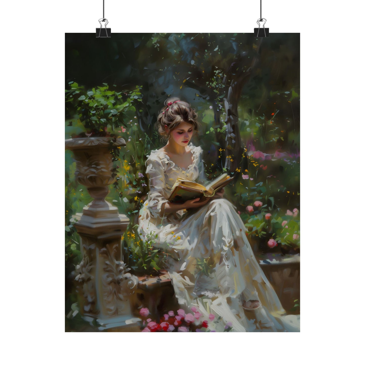 Reading in Garden Art Print