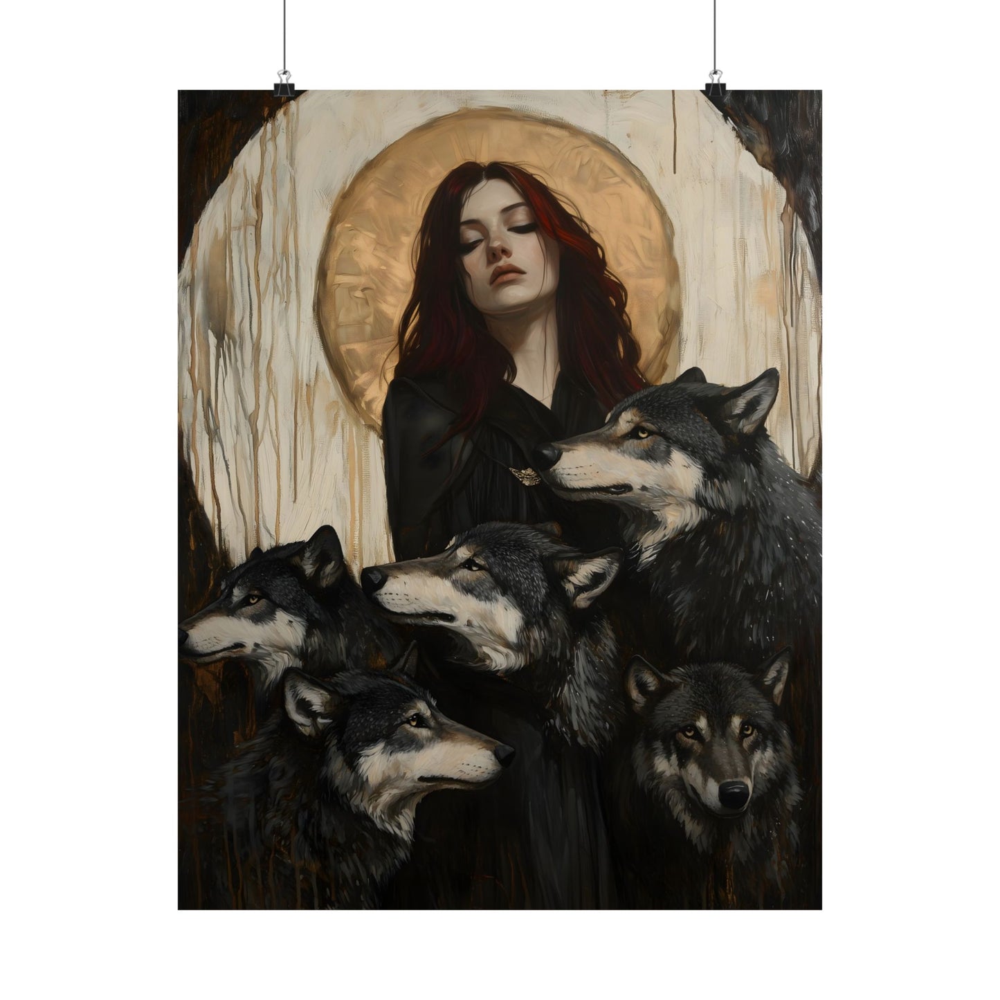 Hecate with Wolves Art Print