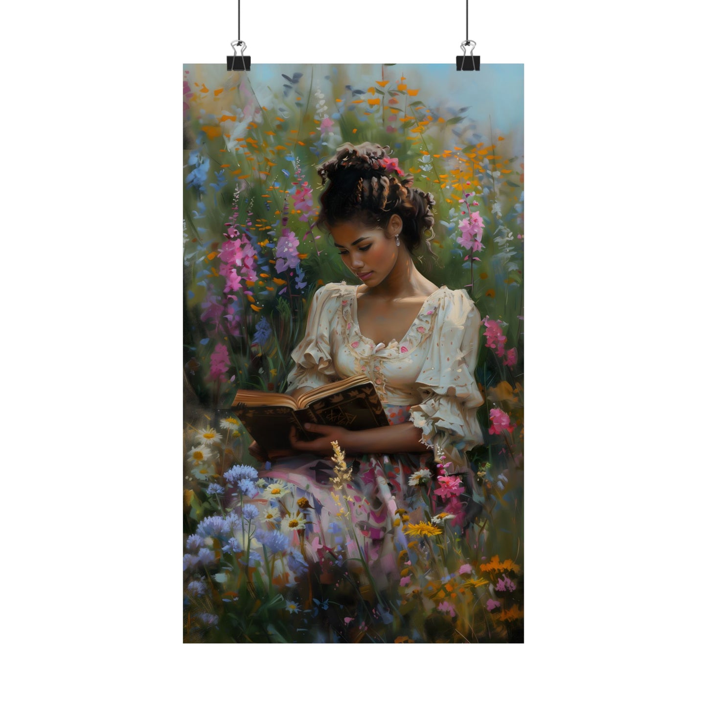 Book and Flowers Art Print