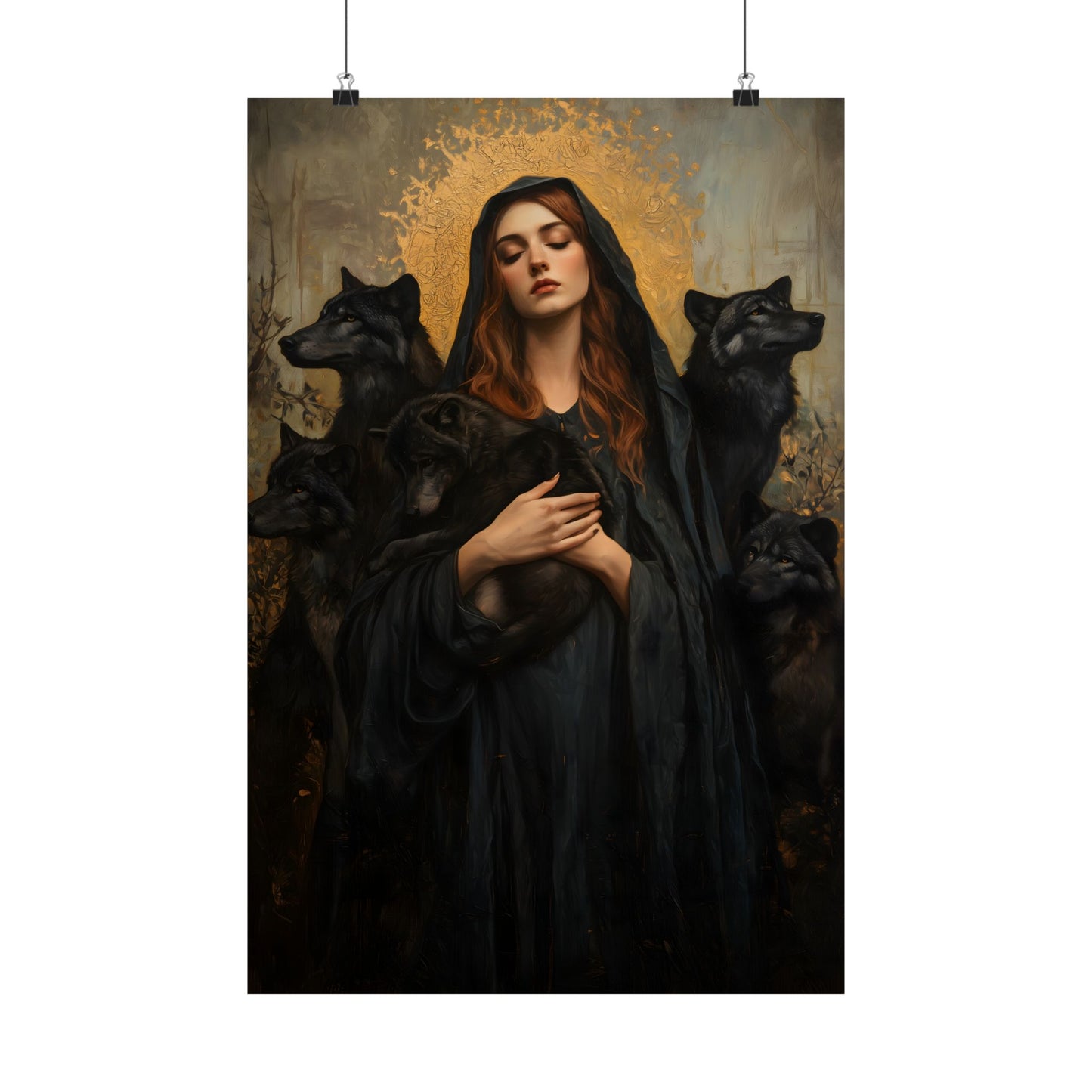 Hecate with Wolves Art Print