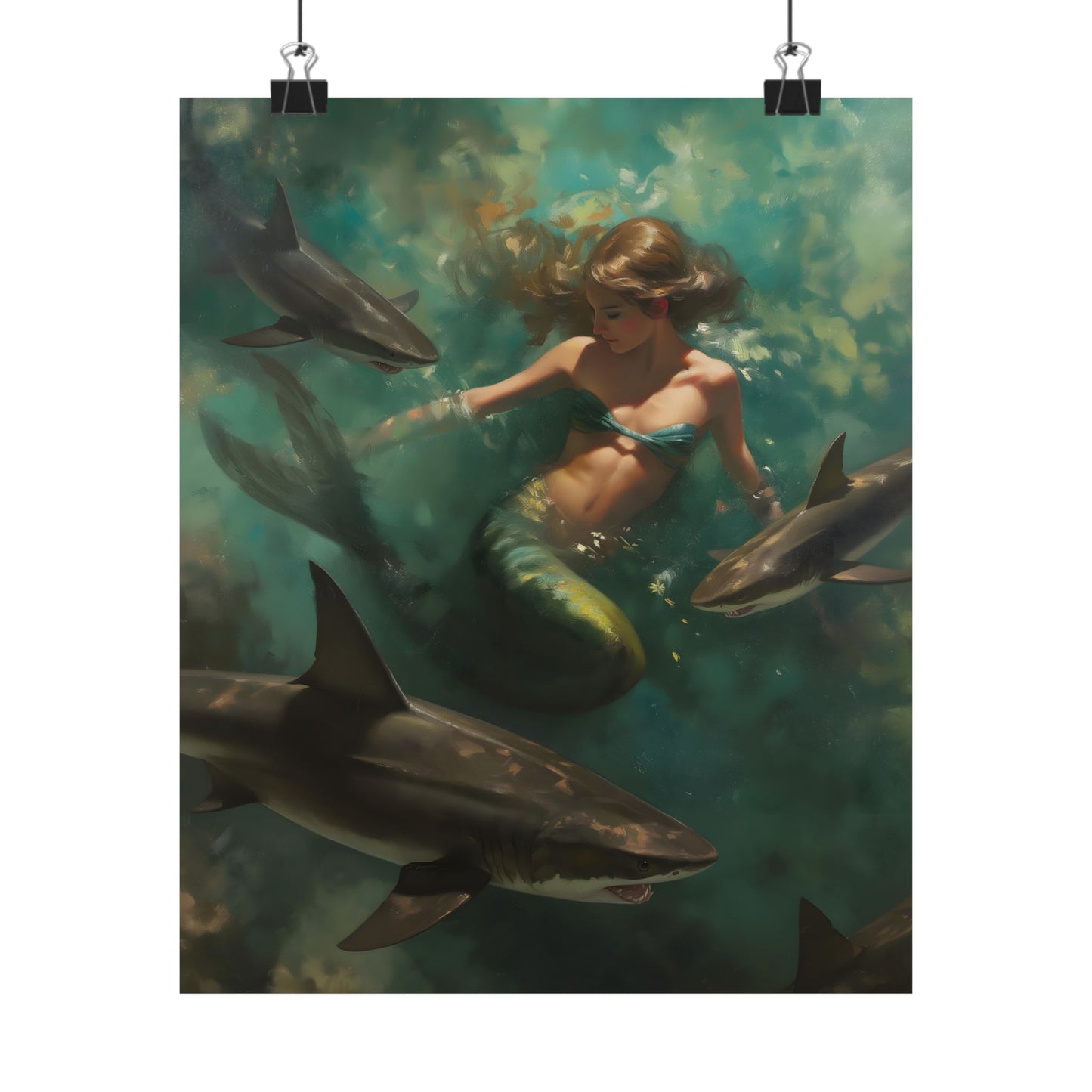 Swimming with Sharks Art Print