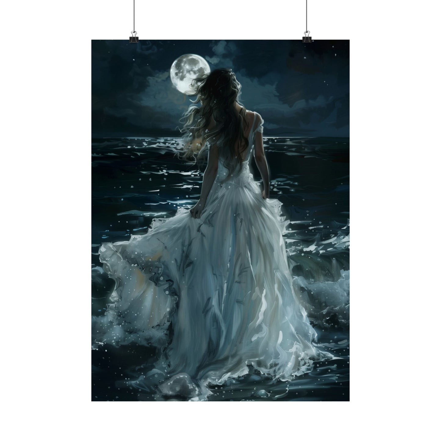 Full Moon White Dress Art Print