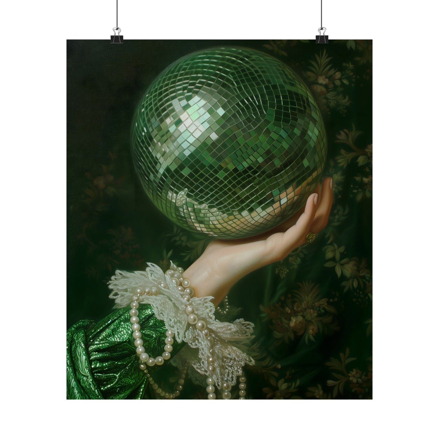 Green Disco Ball Art Print