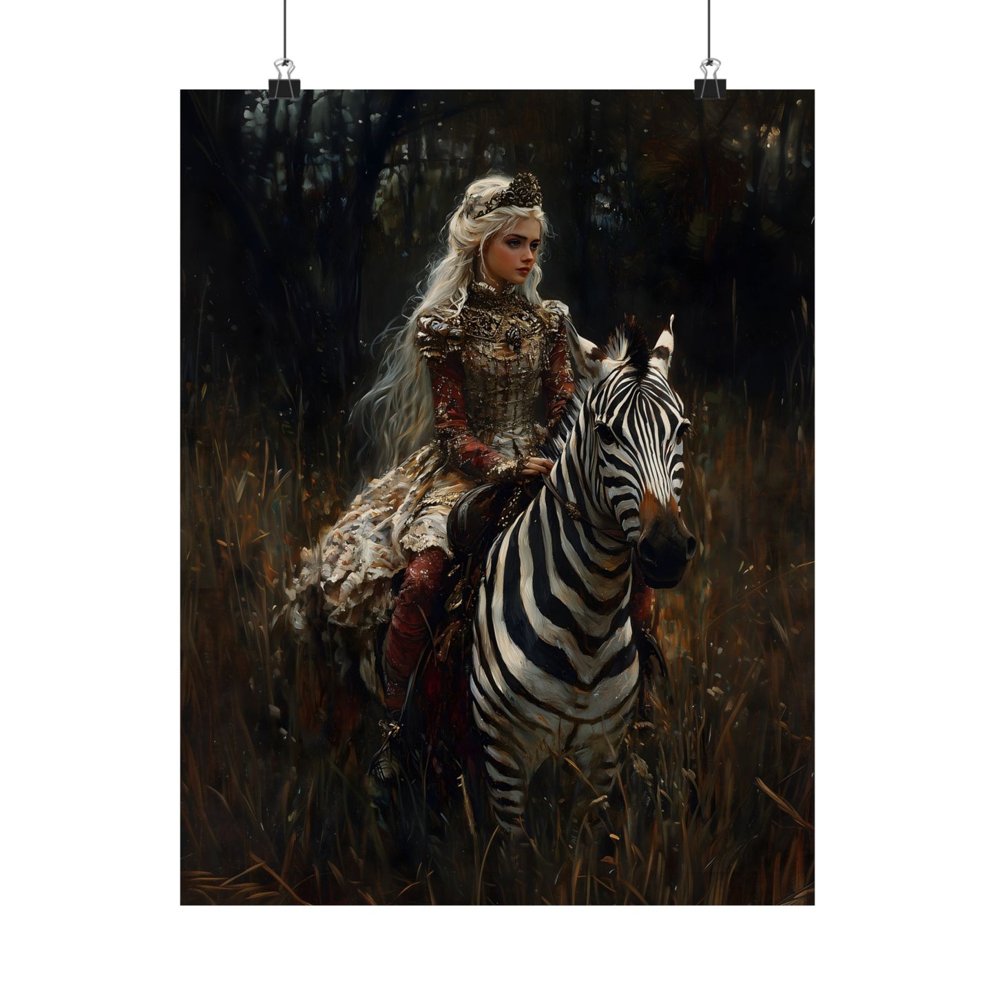 Zebra Rider Art Print