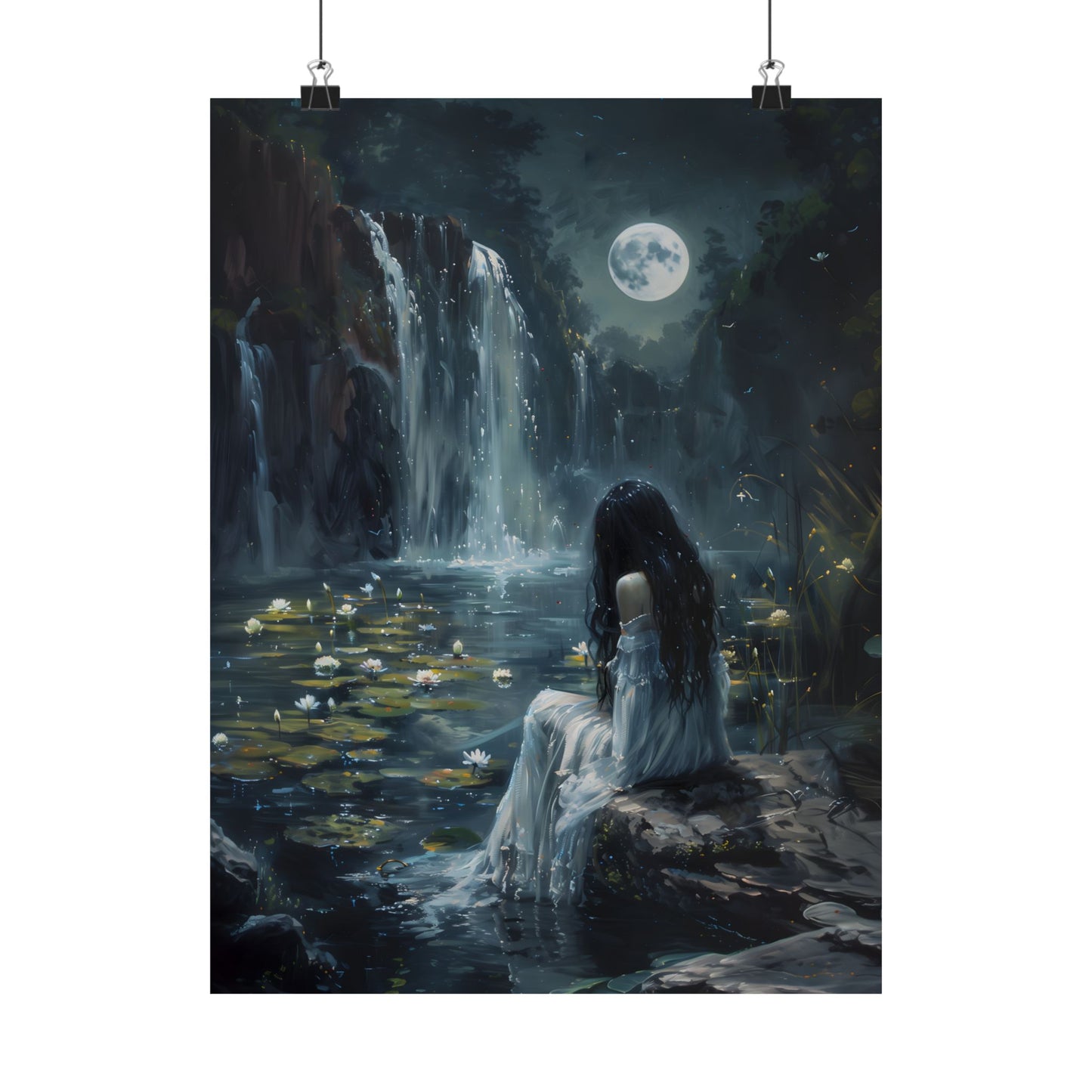 Midnight Waterfall Art Print