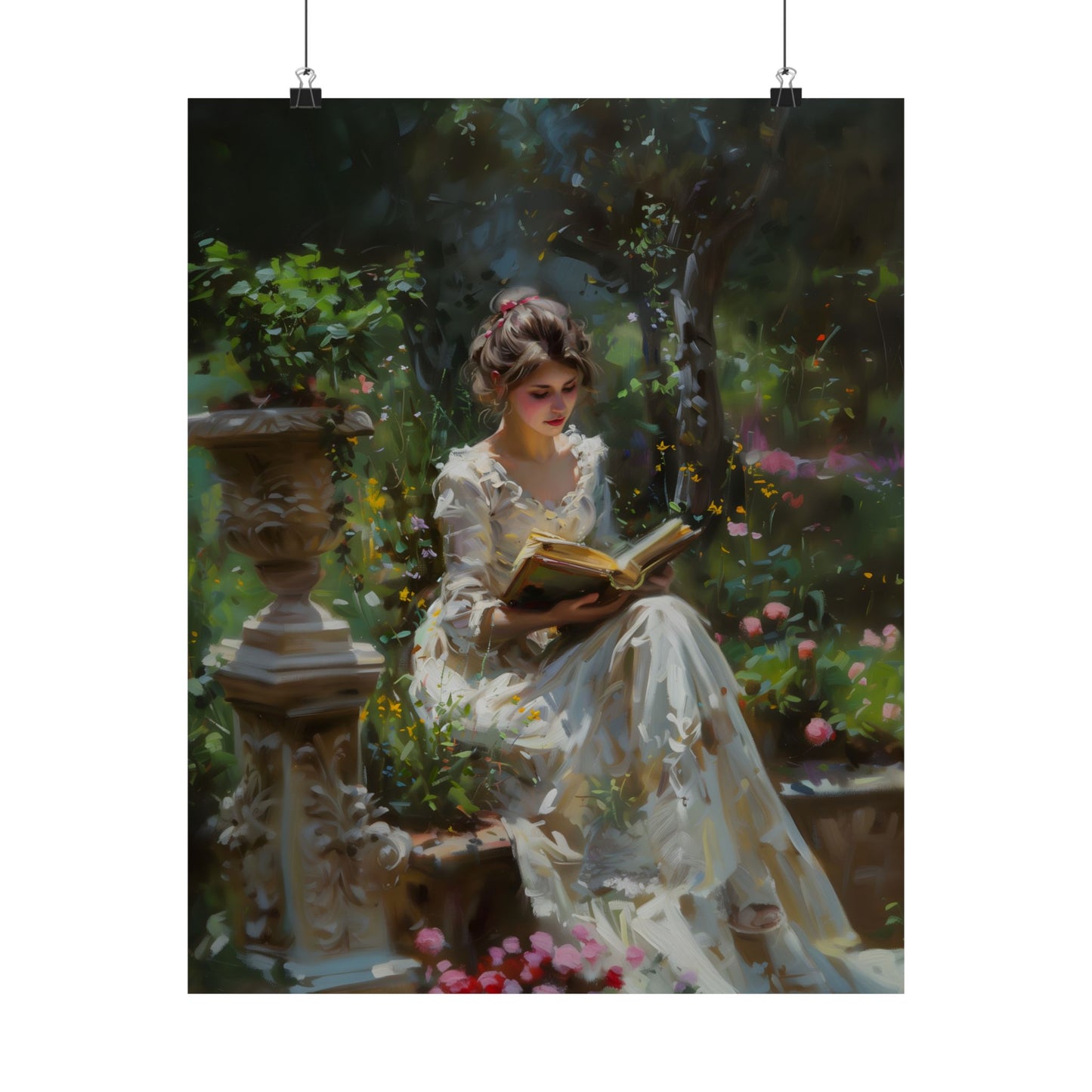 Reading in Garden Art Print