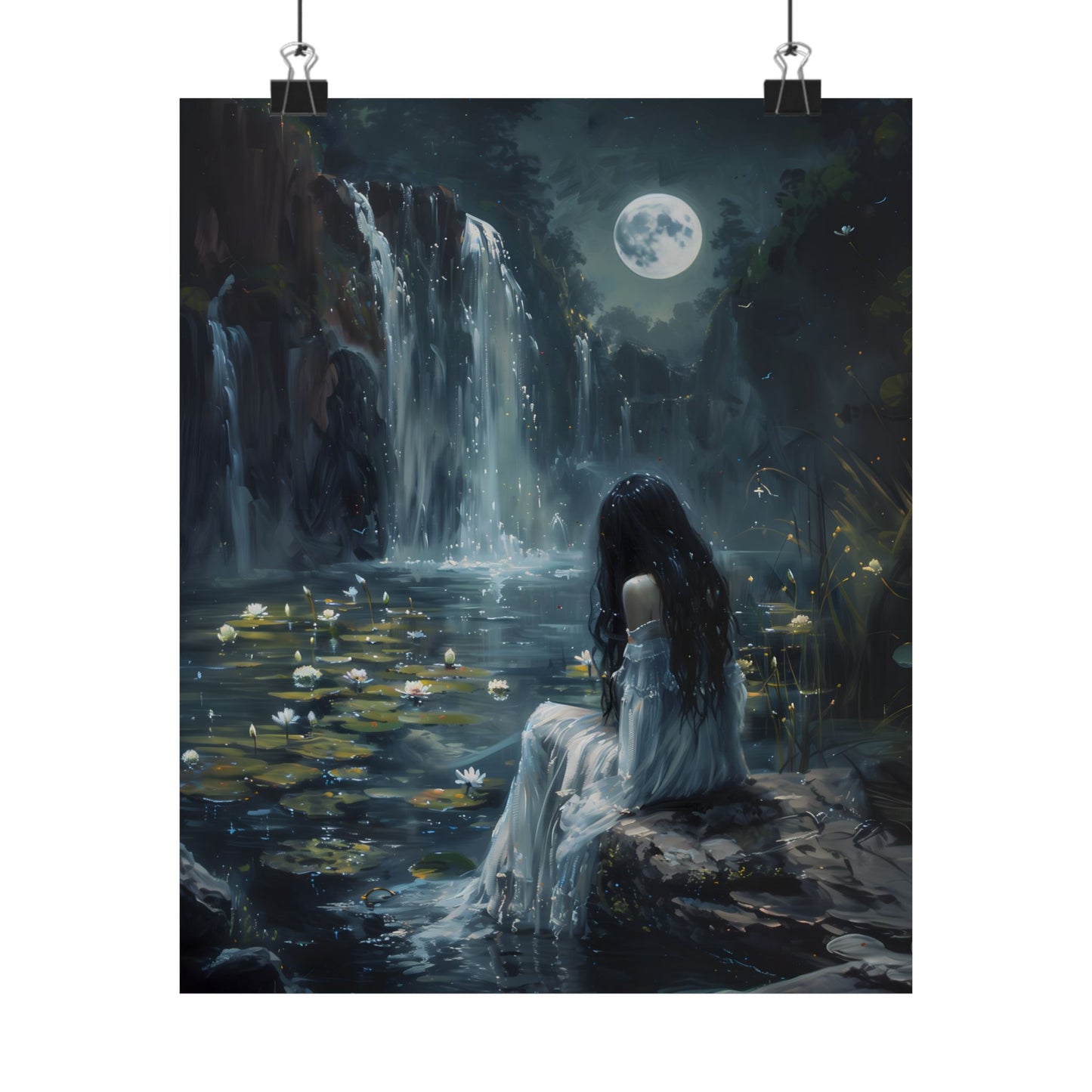 Midnight Waterfall Art Print