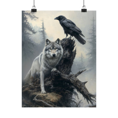 Raven and Wolf Art Print