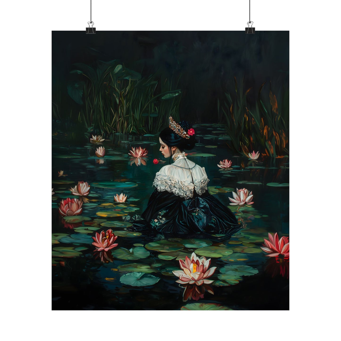 Dark Lotus Lake Art Print