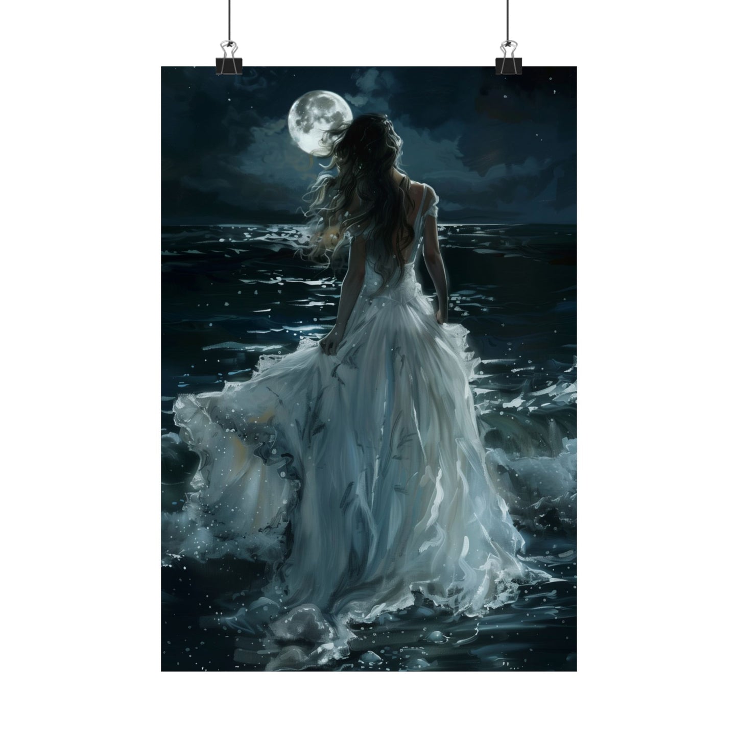 Full Moon White Dress Art Print