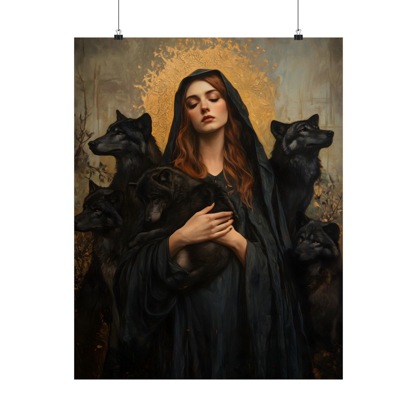 Hecate with Wolves Art Print