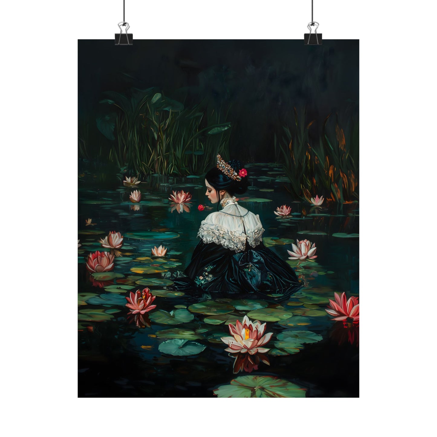 Dark Lotus Lake Art Print