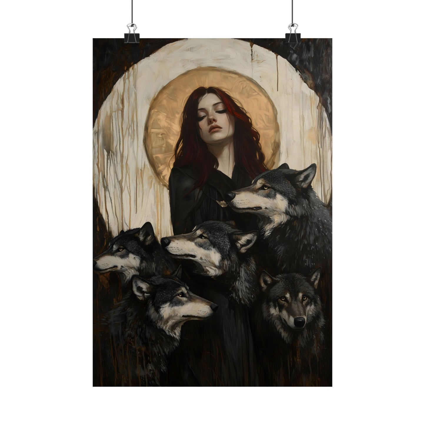 Hecate with Wolves Art Print