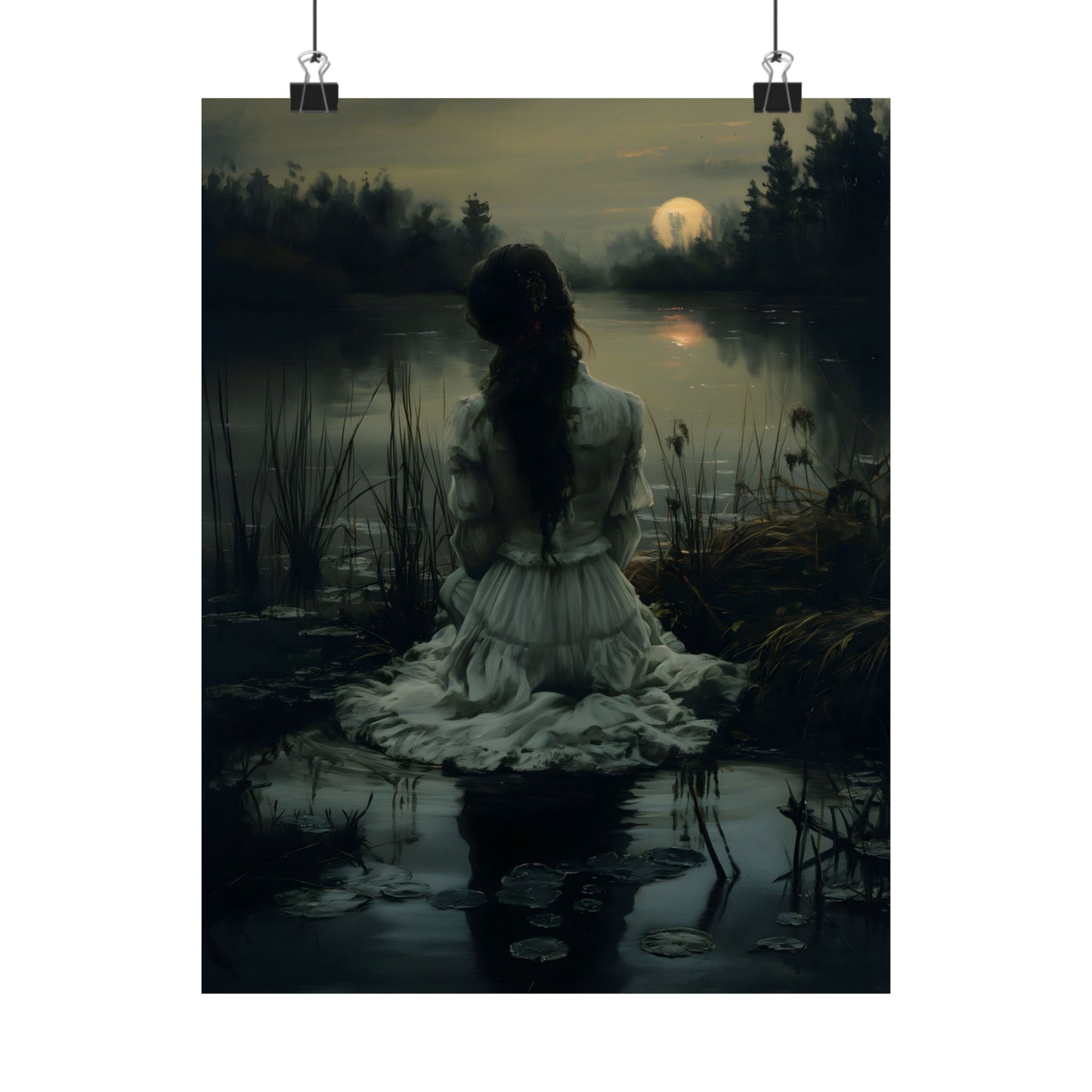 Midnight at Lake Art Print