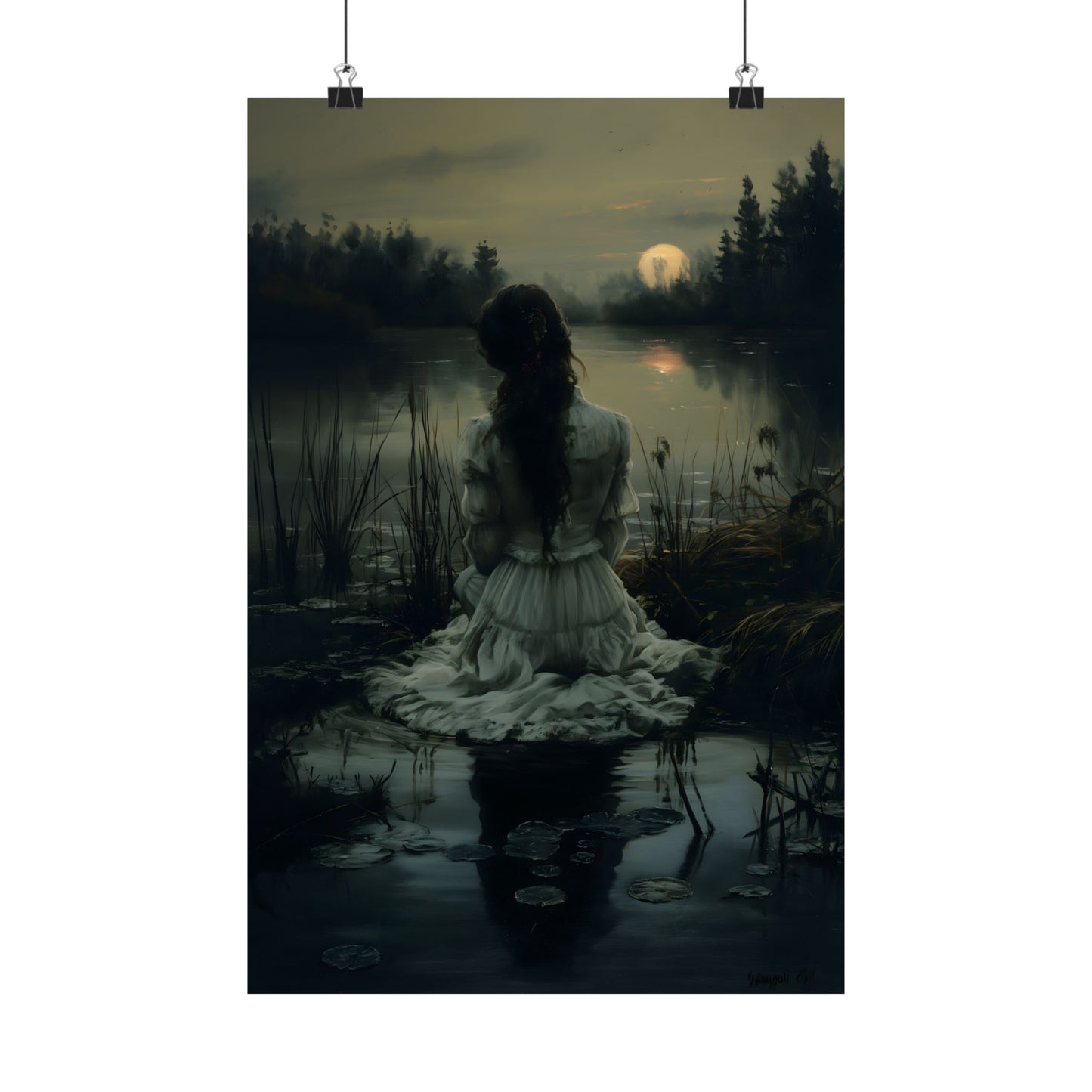 Midnight at Lake Art Print