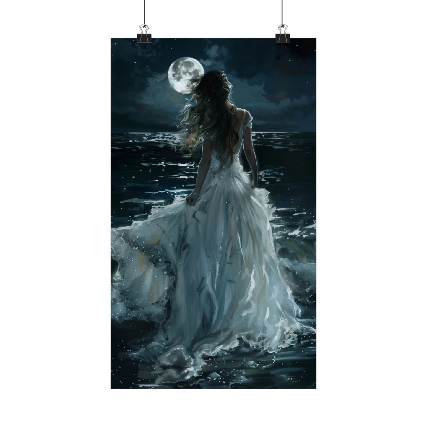 Full Moon White Dress Art Print