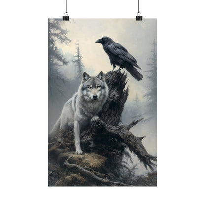 Raven and Wolf Art Print