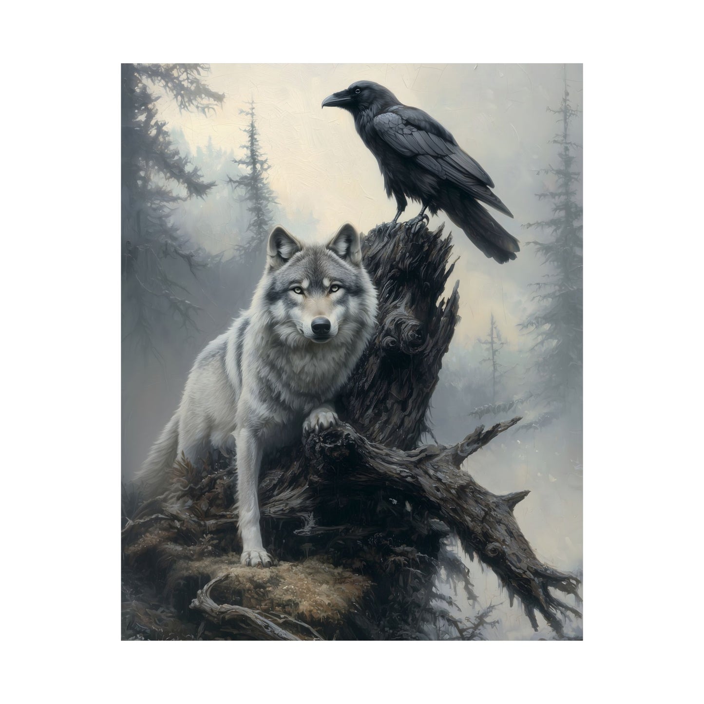 Raven and Wolf Art Print