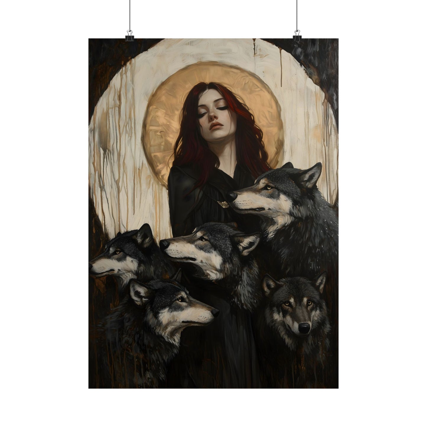 Hecate with Wolves Art Print