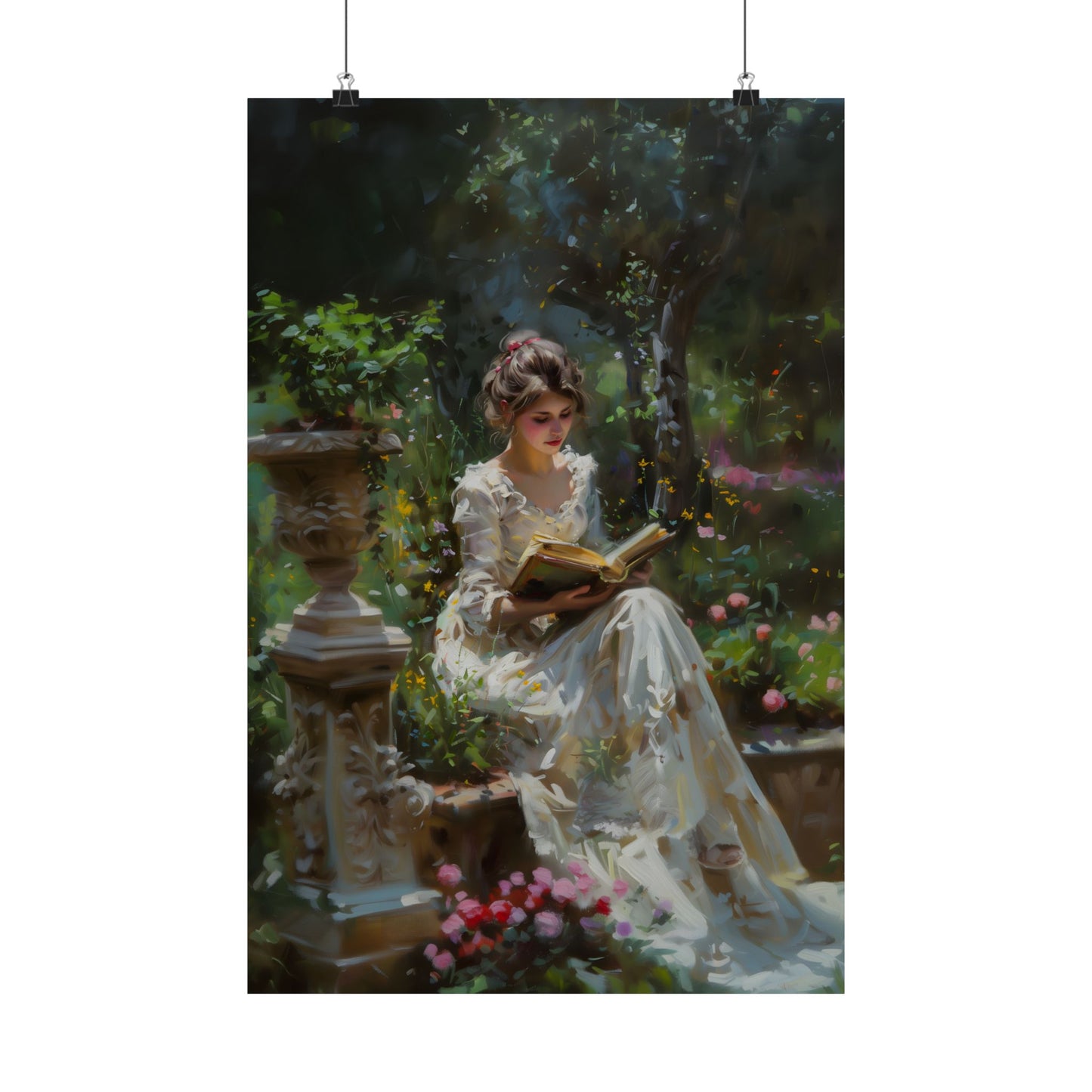 Reading in Garden Art Print