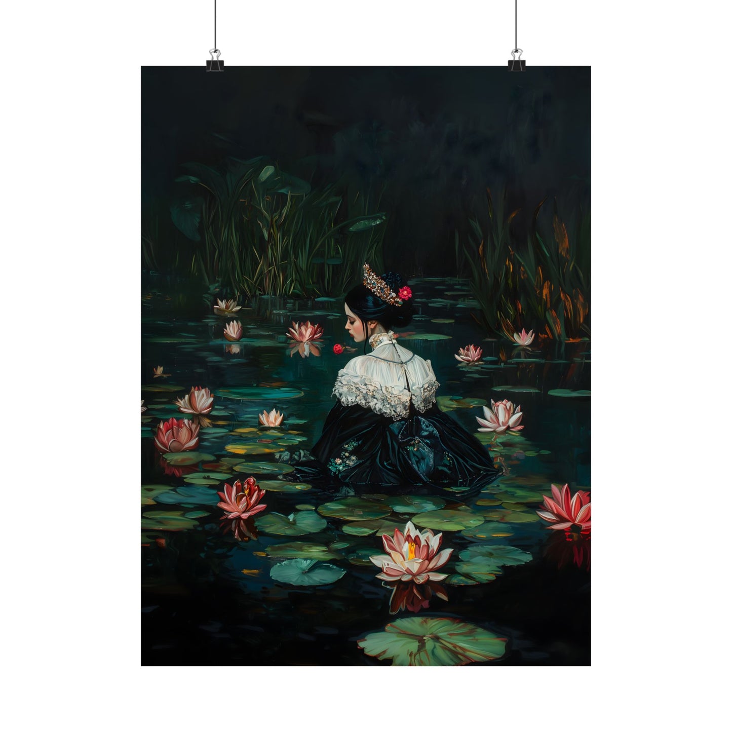 Dark Lotus Lake Art Print