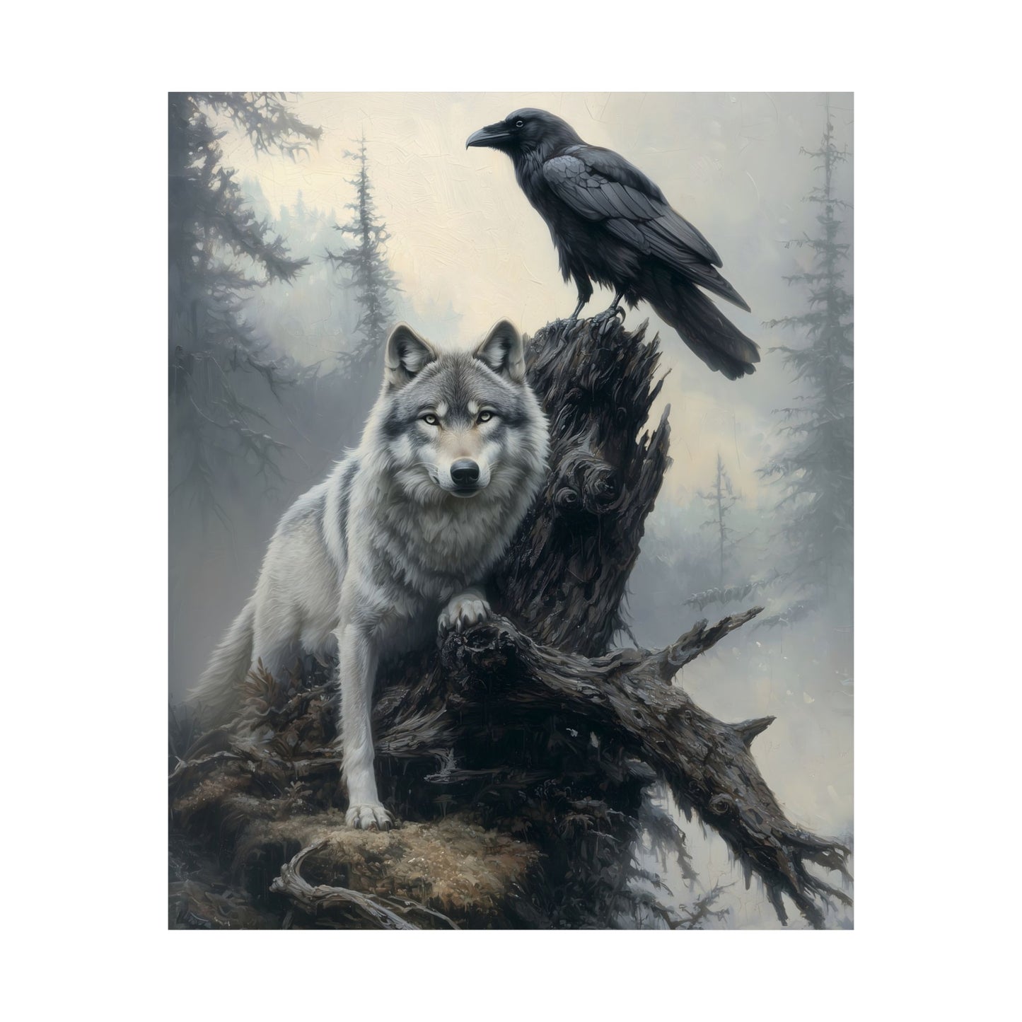 Raven and Wolf Art Print