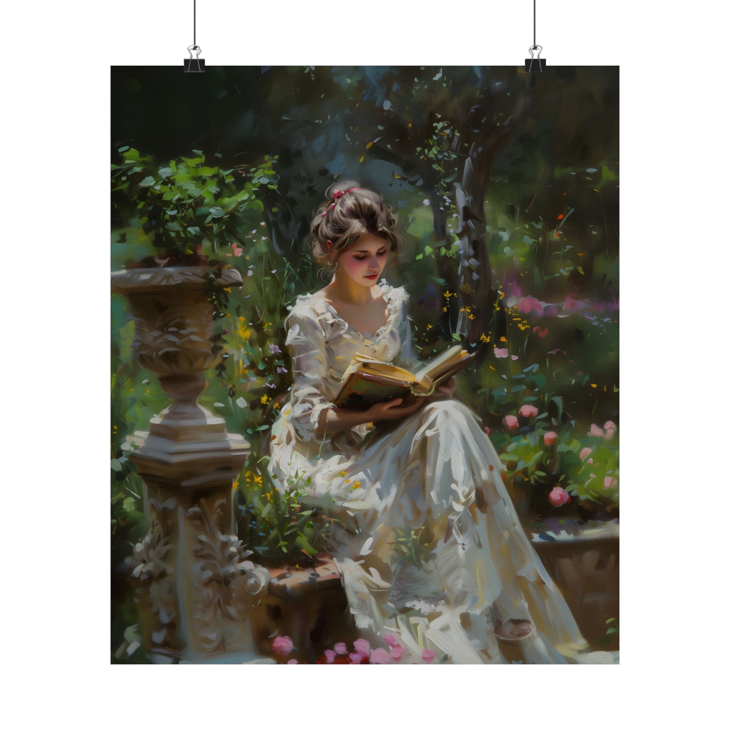 Reading in Garden Art Print