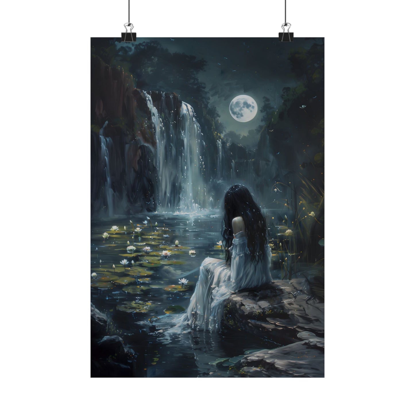 Midnight Waterfall Art Print