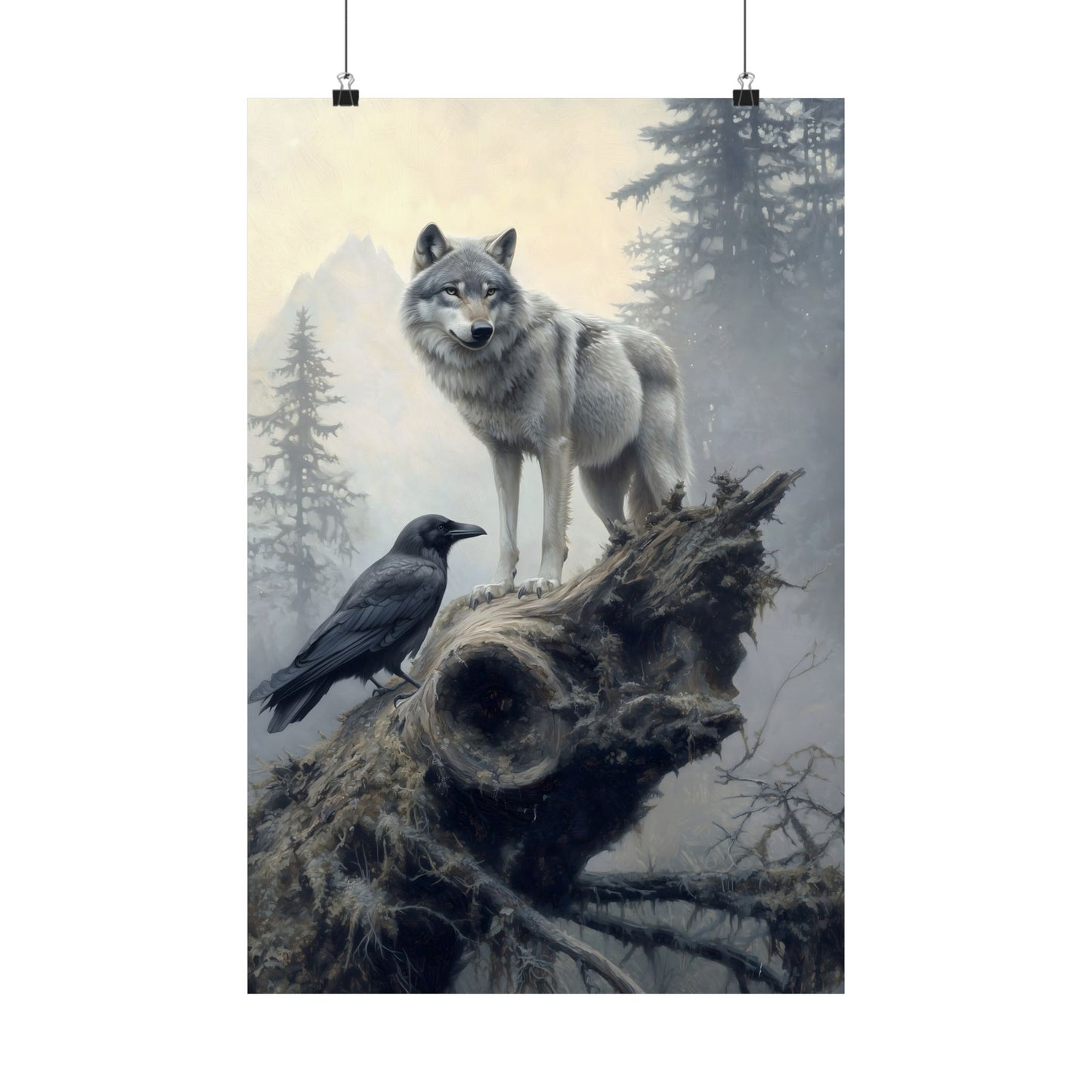 Wolf and Raven Art Print