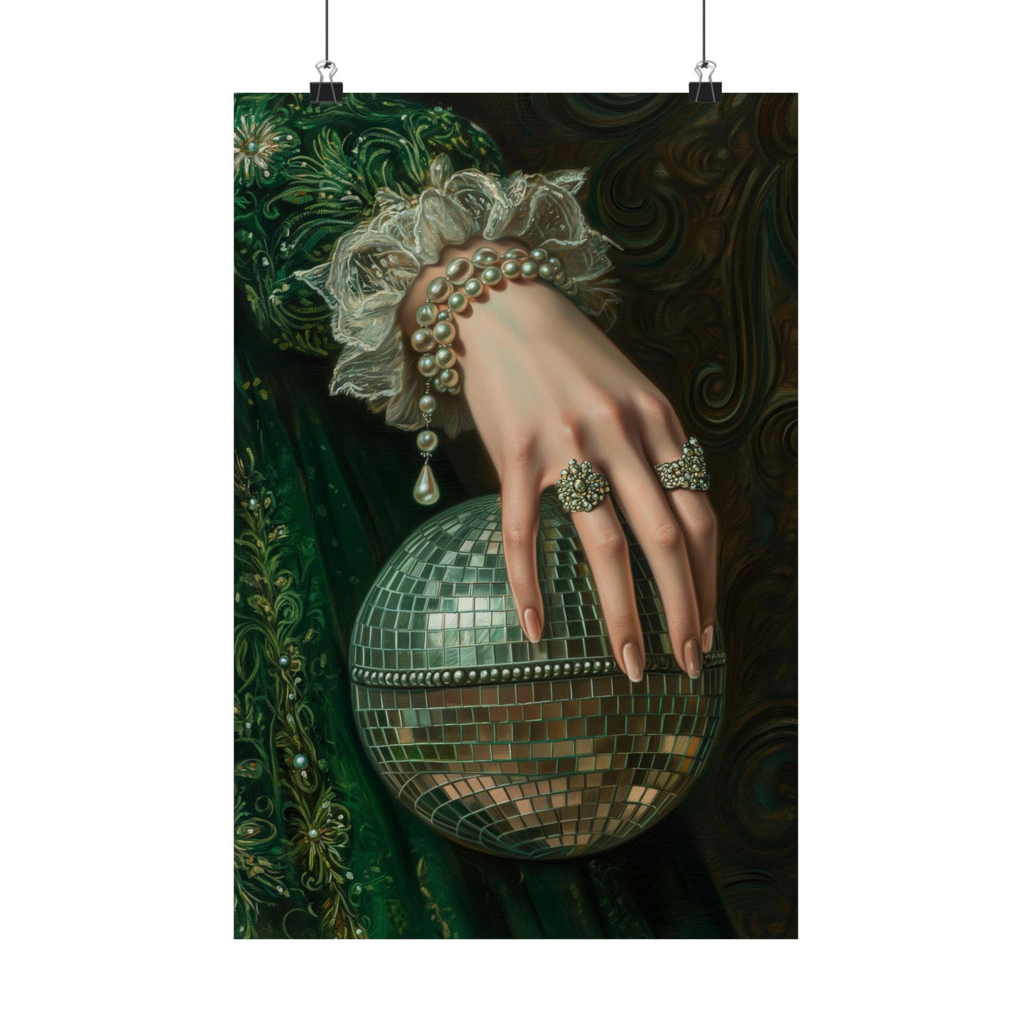 Green Disco Ball Art Print