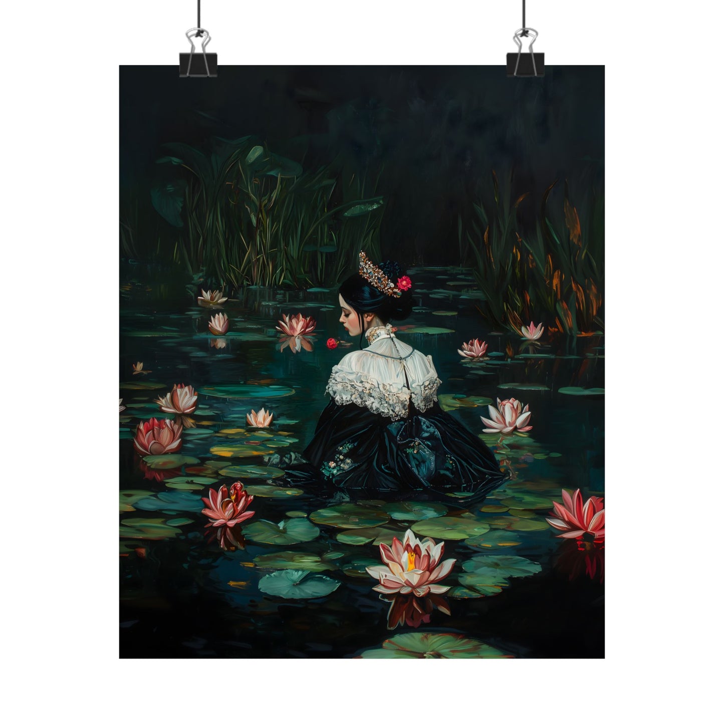 Dark Lotus Lake Art Print