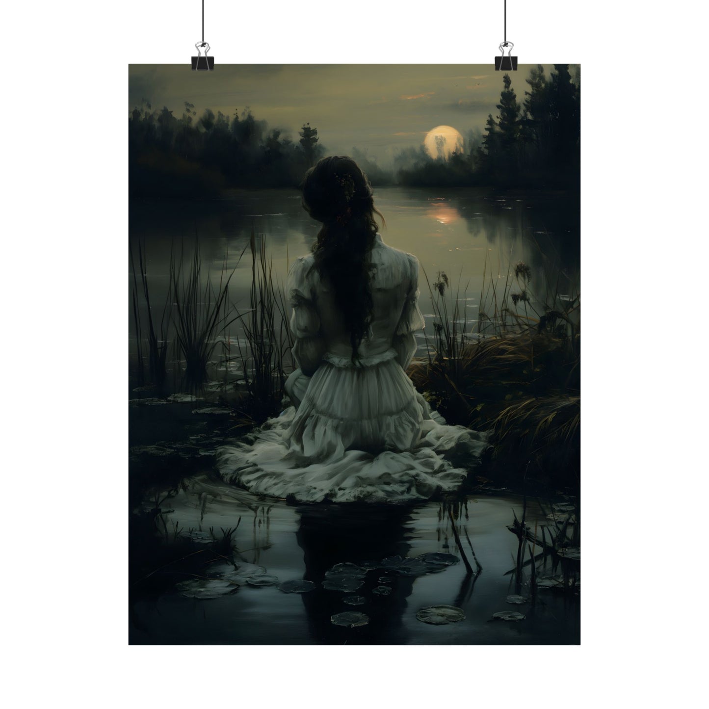 Midnight at Lake Art Print