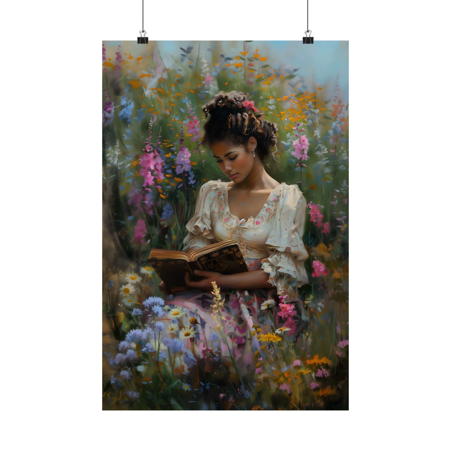 Book and Flowers Art Print