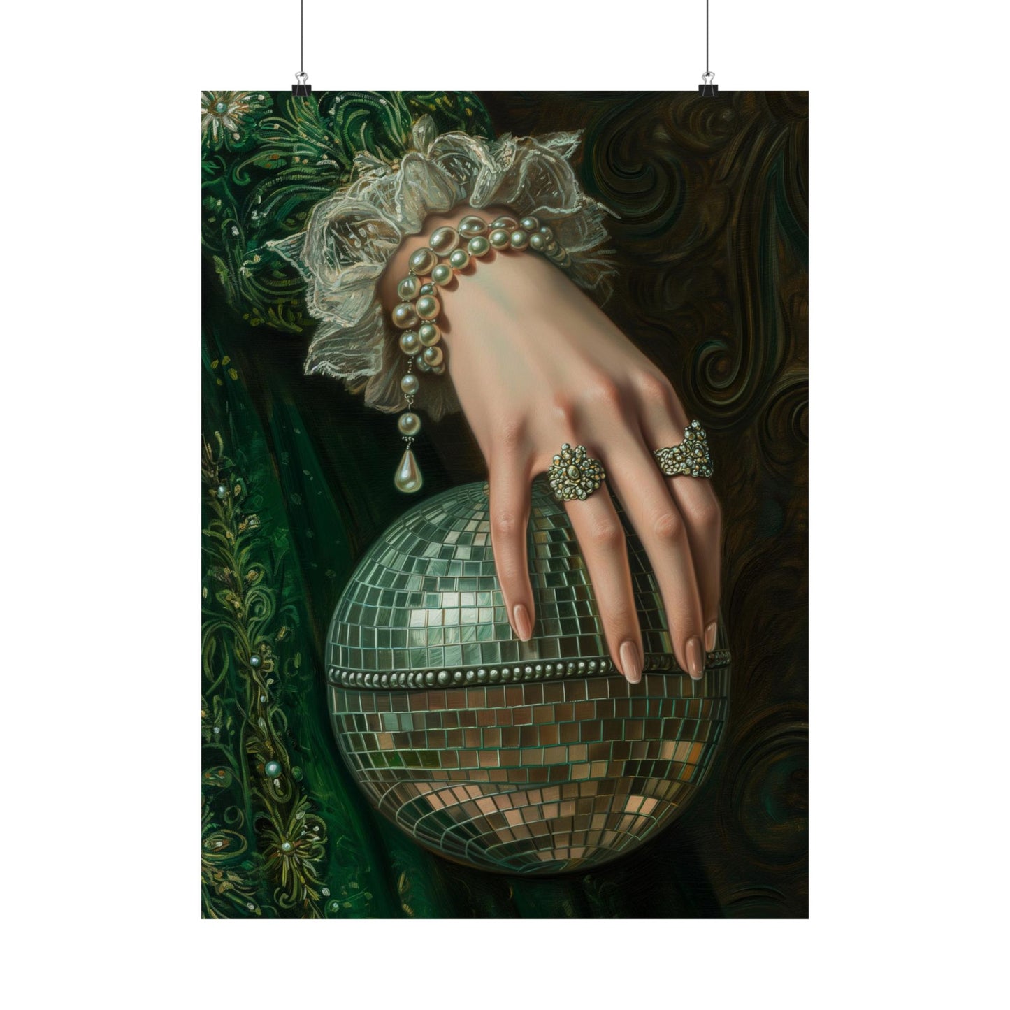 Green Disco Ball Art Print