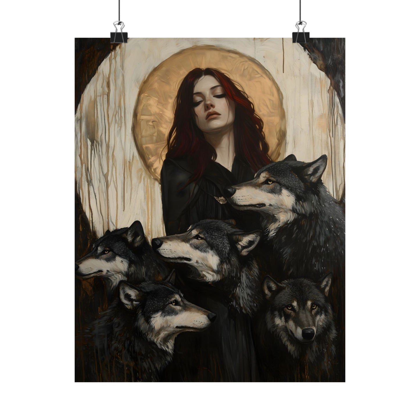 Hecate with Wolves Art Print