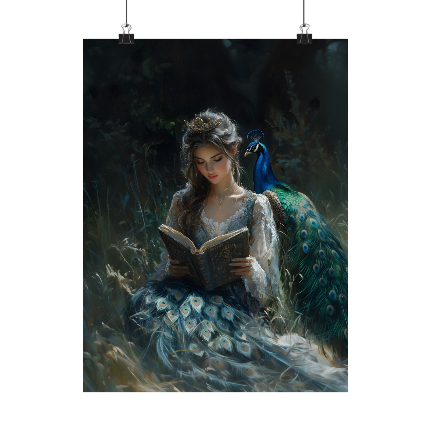 Peacock and a Book Art Print