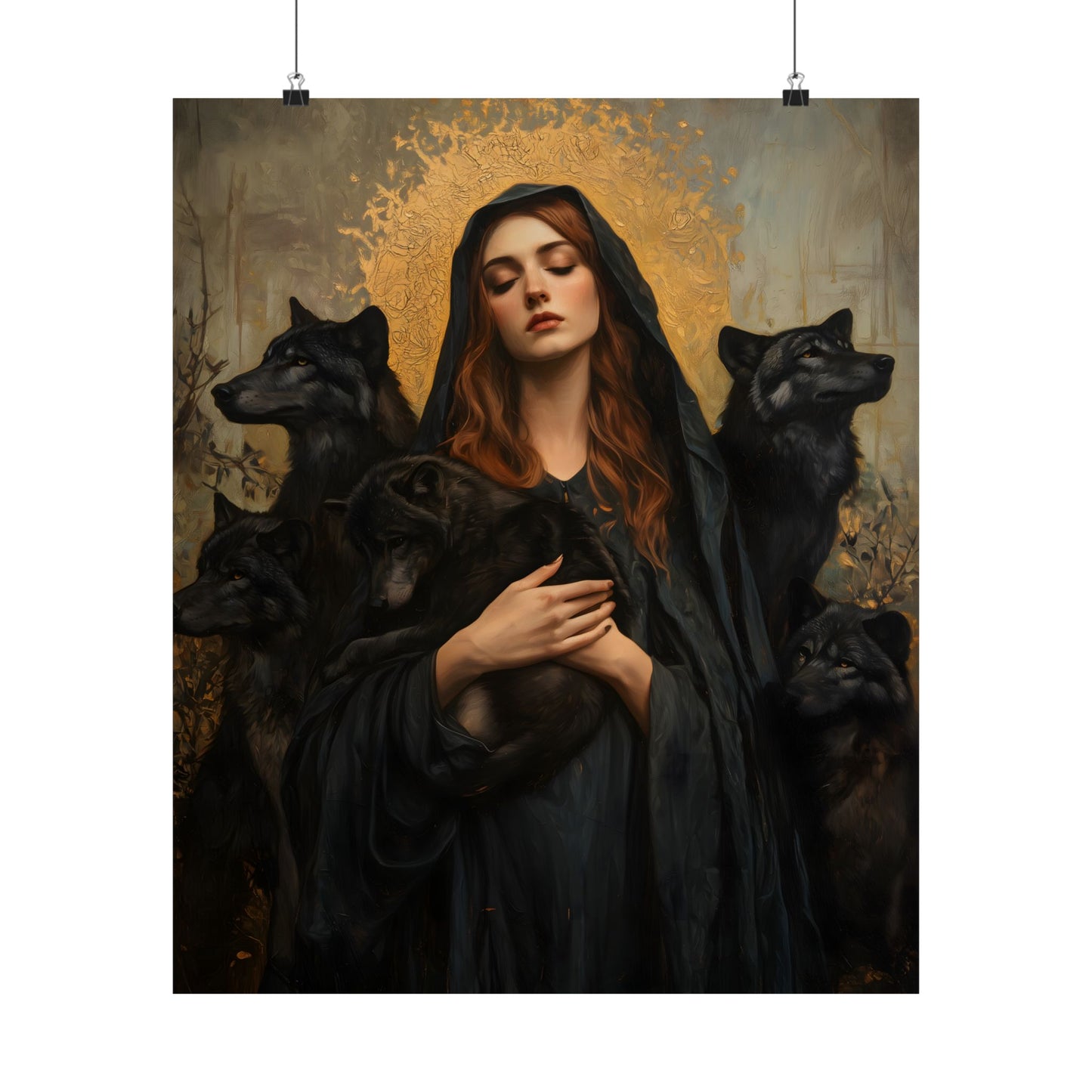 Hecate with Wolves Art Print