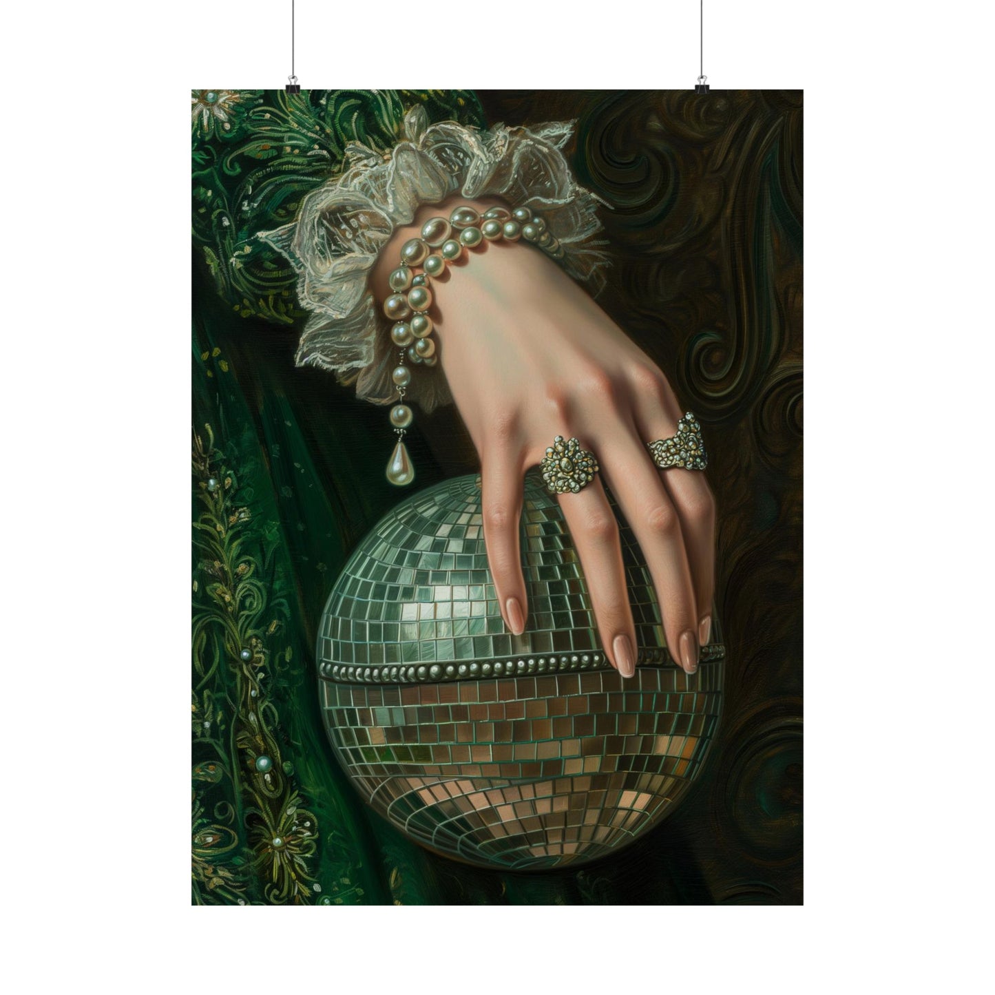 Green Disco Ball Art Print