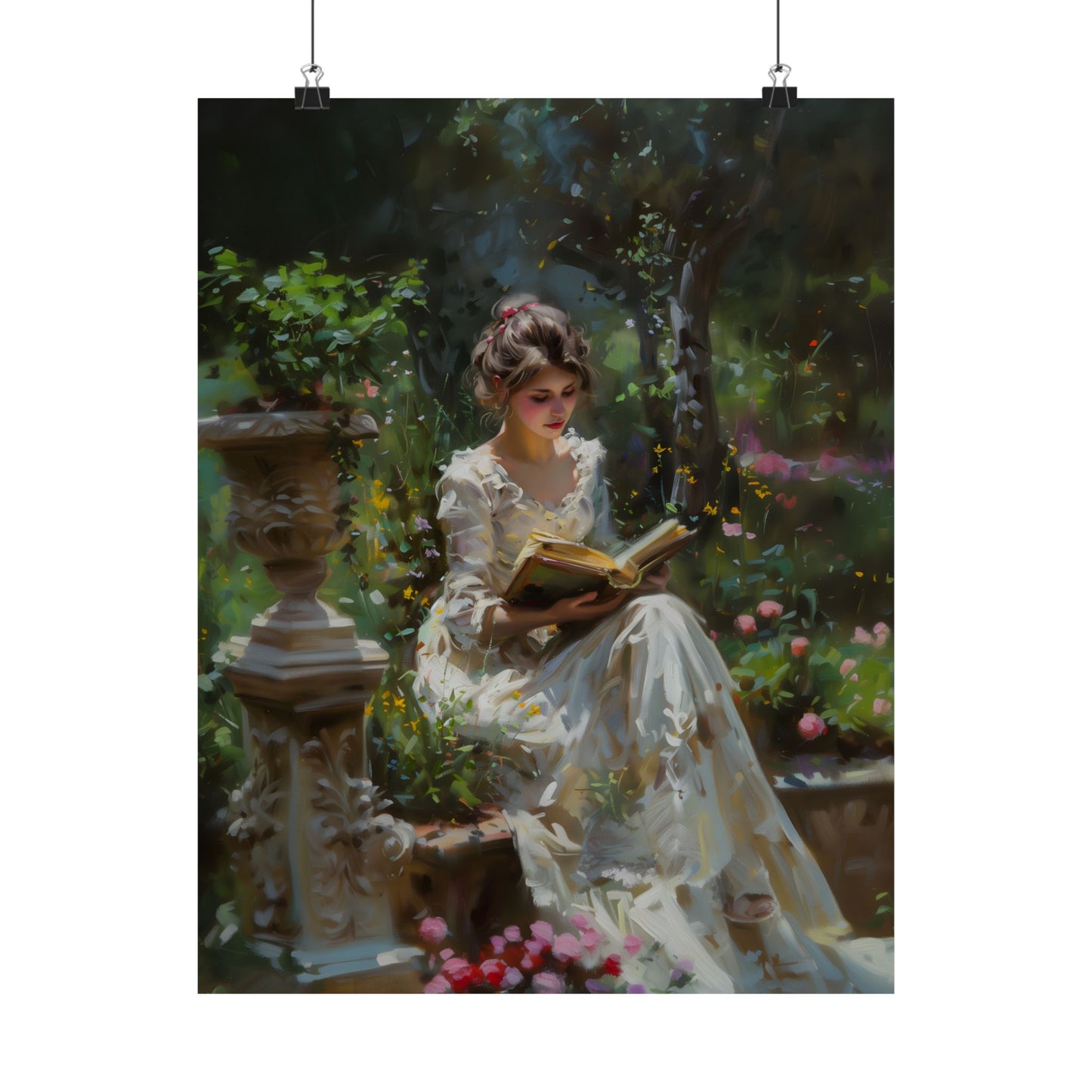 Reading in Garden Art Print