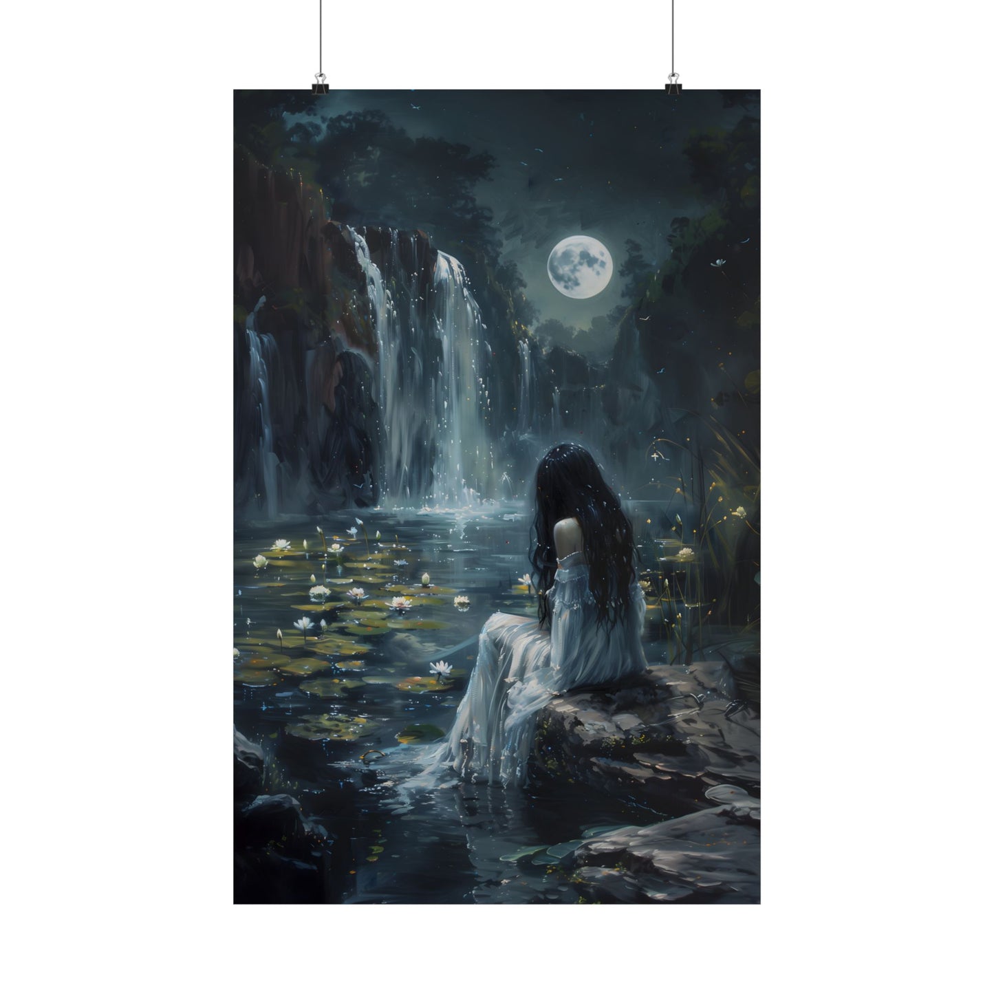 Midnight Waterfall Art Print