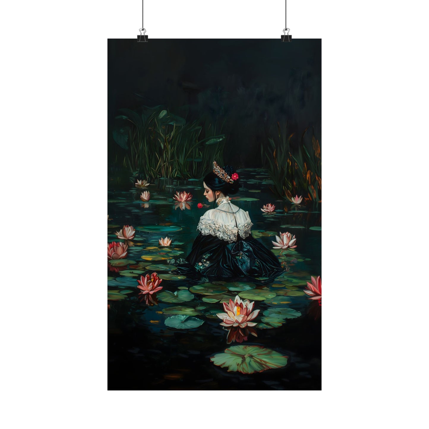 Dark Lotus Lake Art Print