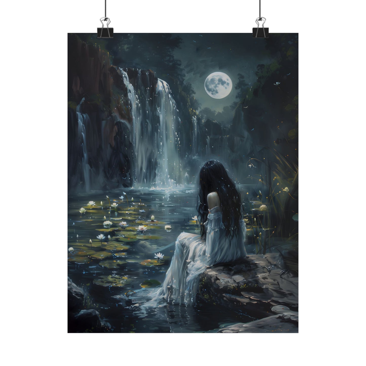 Midnight Waterfall Art Print