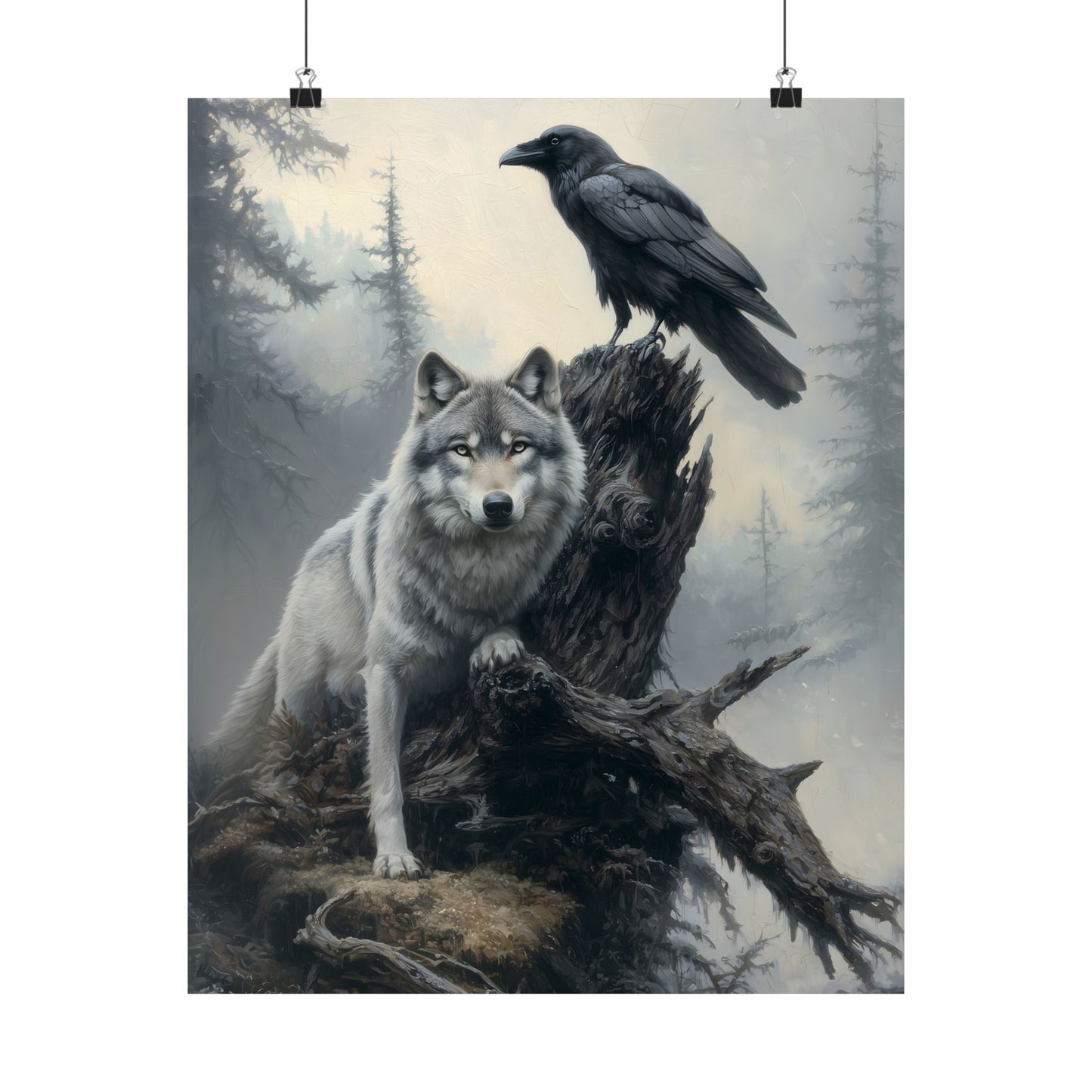 Raven and Wolf Art Print