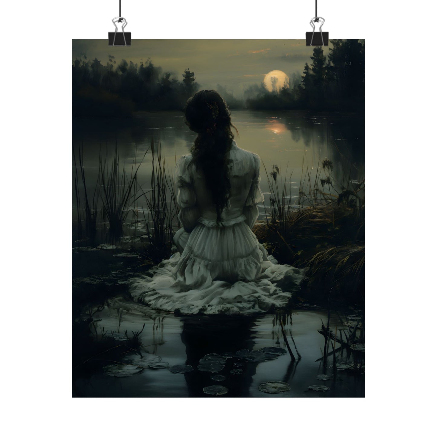 Midnight at Lake Art Print