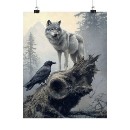 Wolf and Raven Art Print